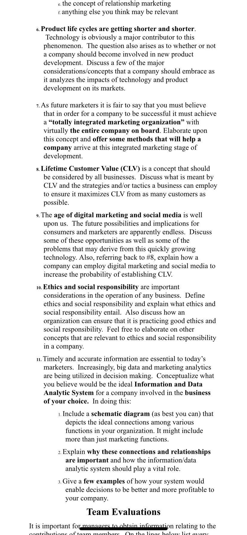 e. the concept of relationship marketing f.