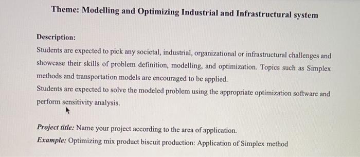 Theme: Modelling and Optimizing Industrial and
