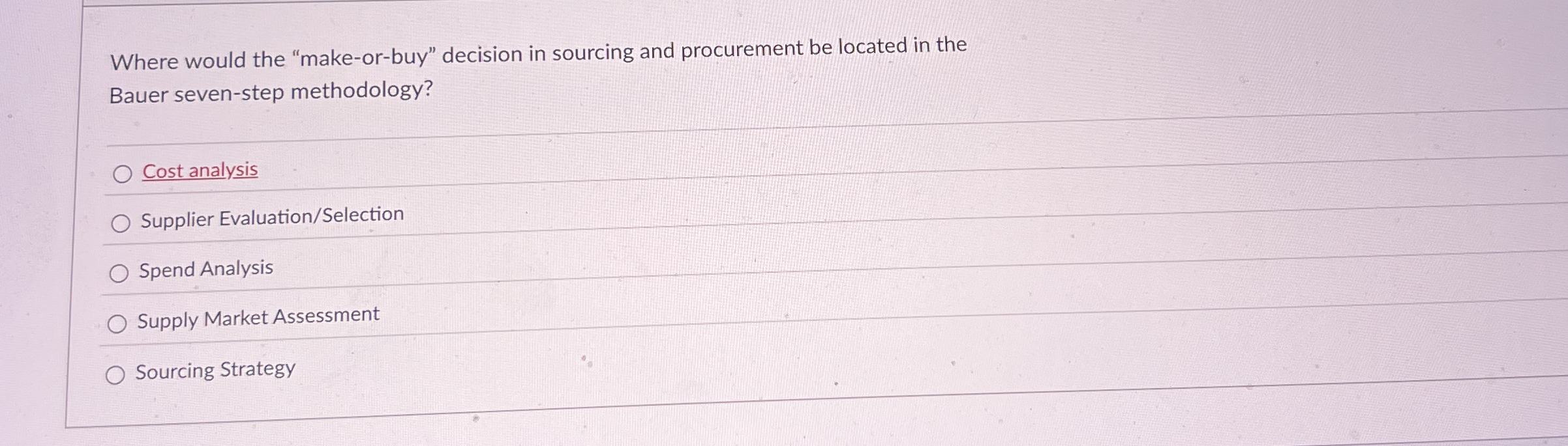 Where would the "make - or - buy" decision in