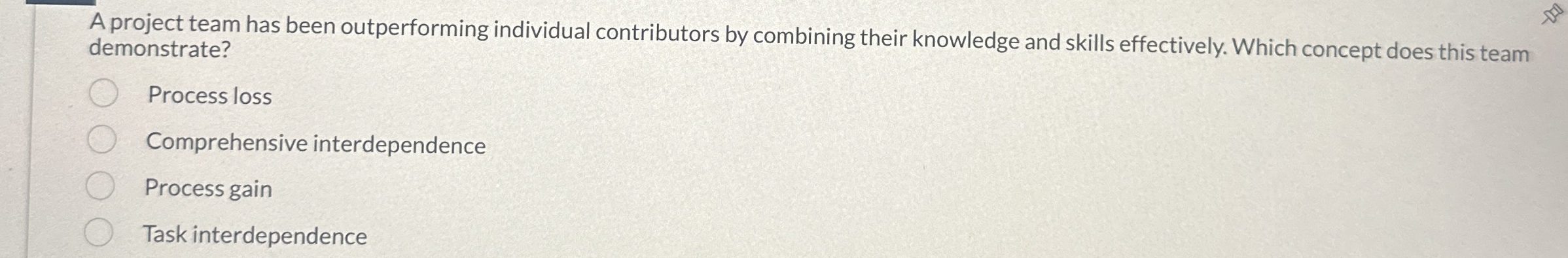A project team has been outperforming individual