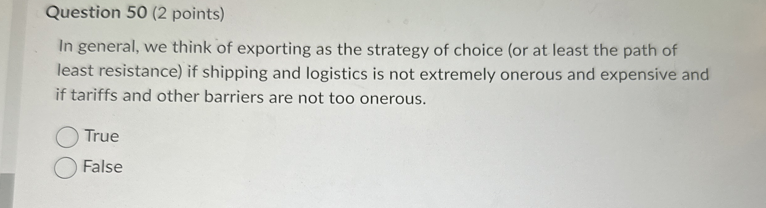 Question 5 0 ( 2 points ) In general, we think of