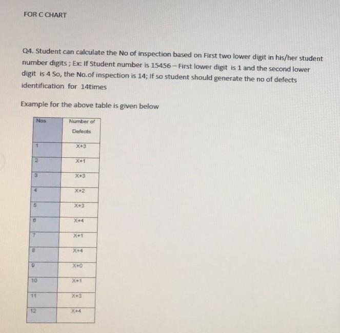 Please answer all questions ASAP X= 4 FOR C CHART