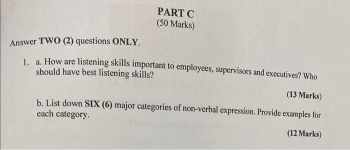 PART C (50 Marks) Answer TWO (2) questions ONLY.