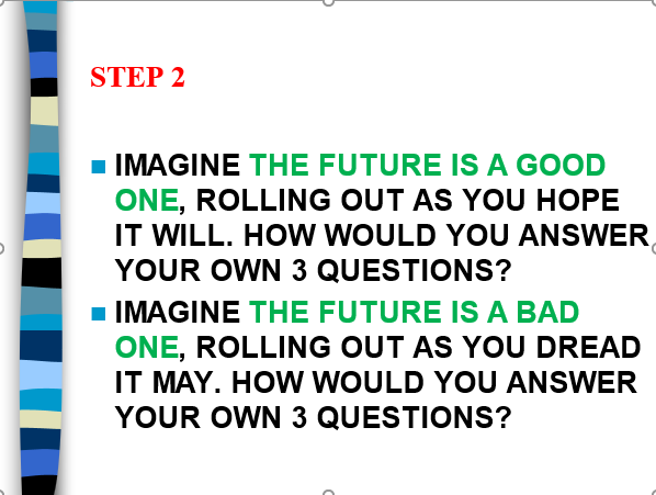 STEP 2 IMAGINE THE FUTURE IS A GOOD ONE, ROLLING