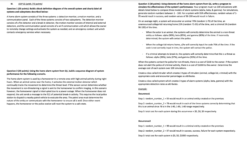 systems engineering III. OOP & SysML (70 points)