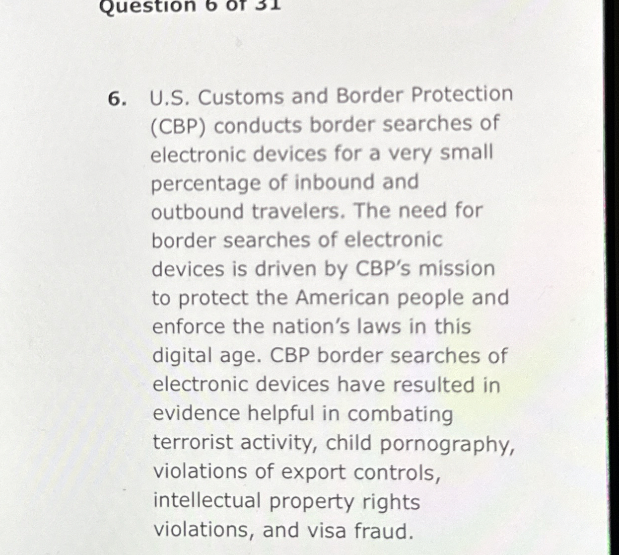 U . S . Customs and Border Protection ( CBP )