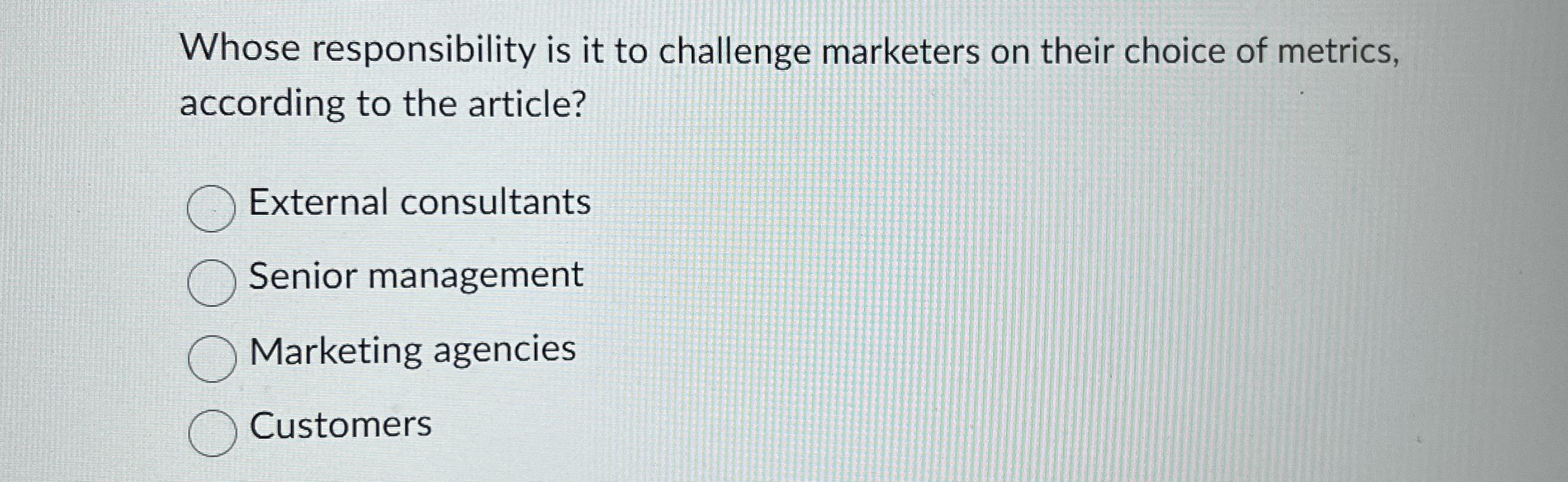 Whose responsibility is it to challenge marketers