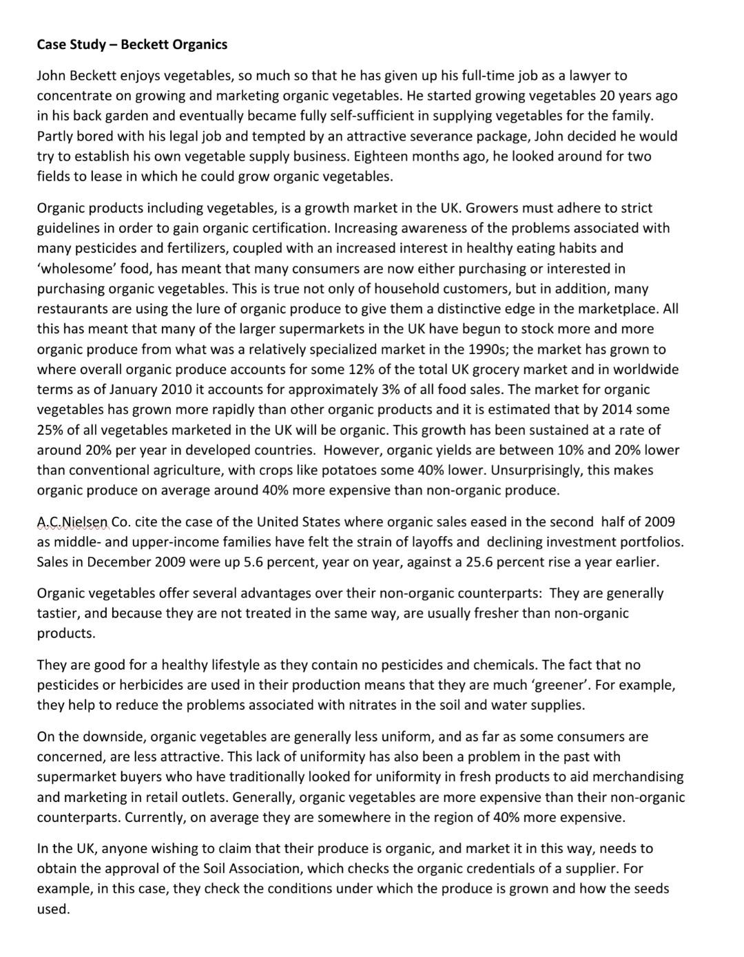 1 / conduct a SWOT analysis for John Case Study -