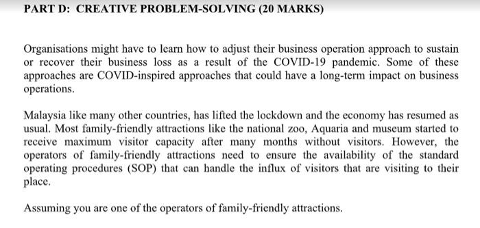 PART D: CREATIVE PROBLEM-SOLVING (20 MARKS)