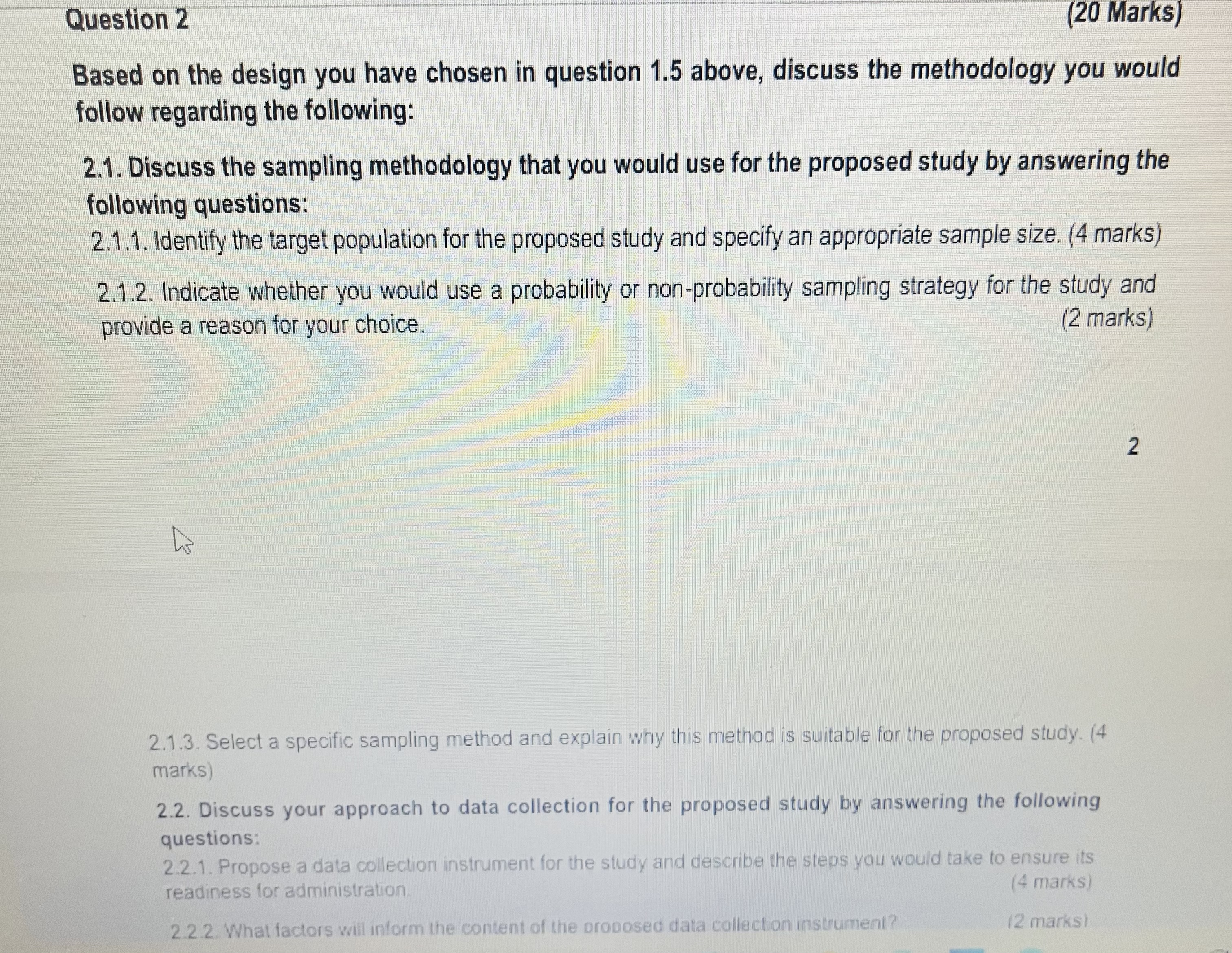 Question 2 ( 2 0 Marks ) Based on the design you