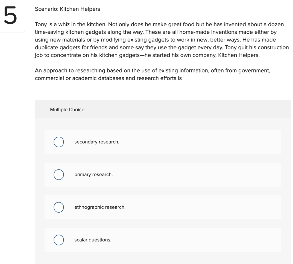 Scenario: Kitchen Helpers 5 Tony is a whiz in the