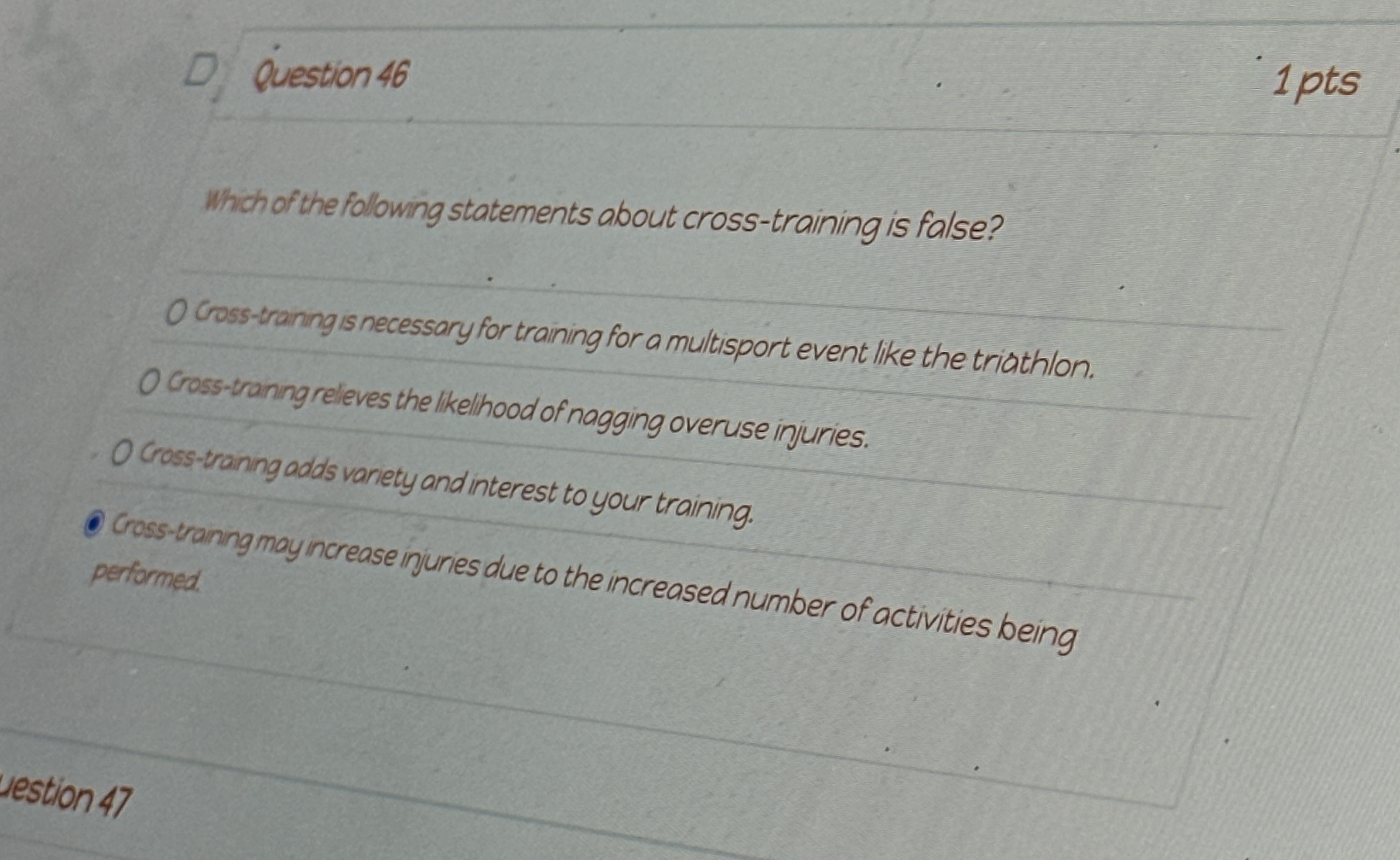 Question 4 6 1 pts Which of the following