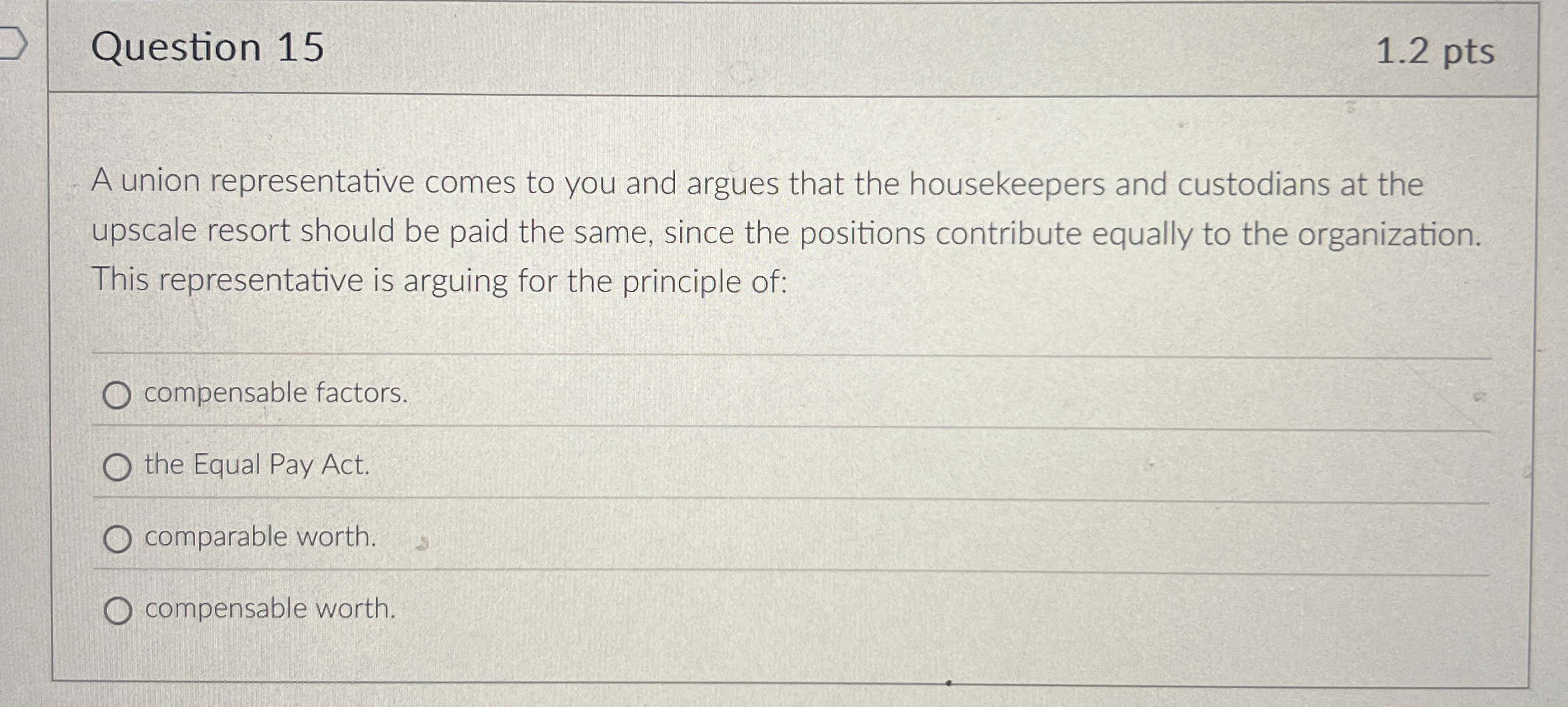 Question 1 5 1 . 2 pts A union representative