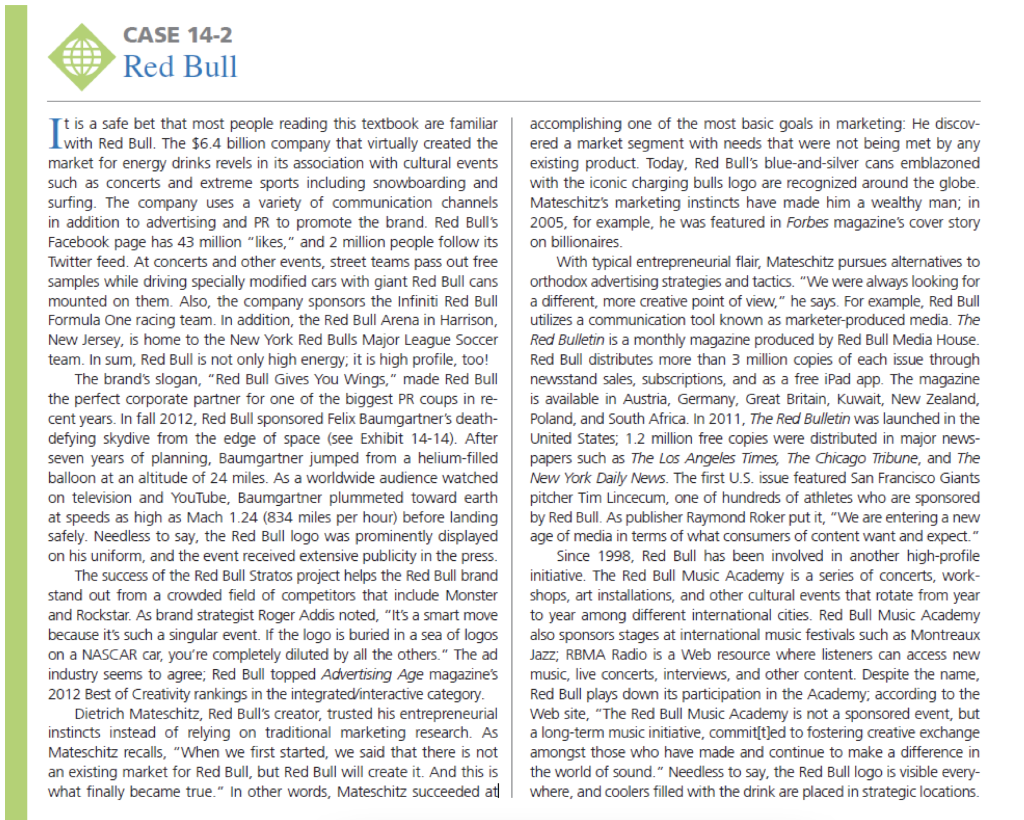 CASE 14-2 RED BULL - Can you please answer the