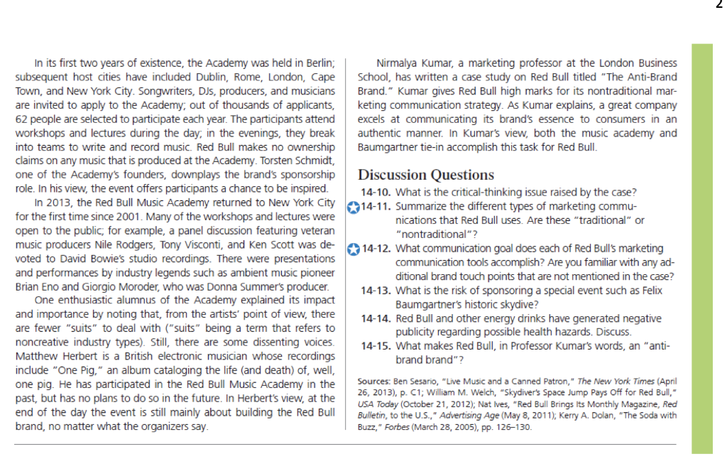 CASE 14-2 RED BULL - Can you please answer the