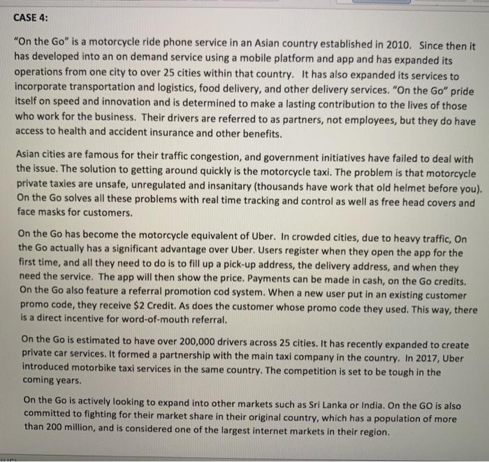 please read case 4 and answer the following