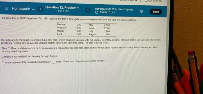 Save 1122121 10:36 PM Homework: ... Question 12,