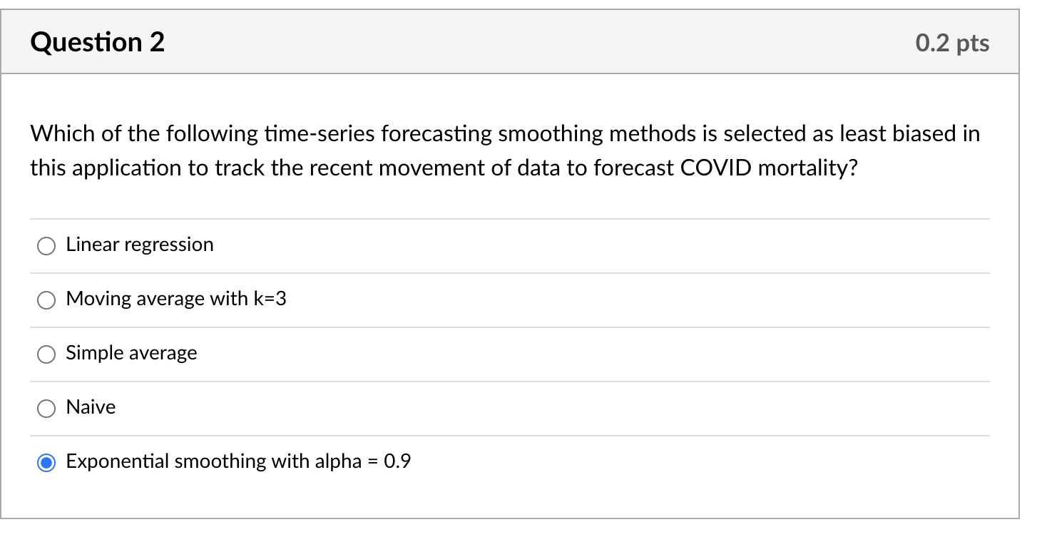 Question 2 0.2 pts Which of the following