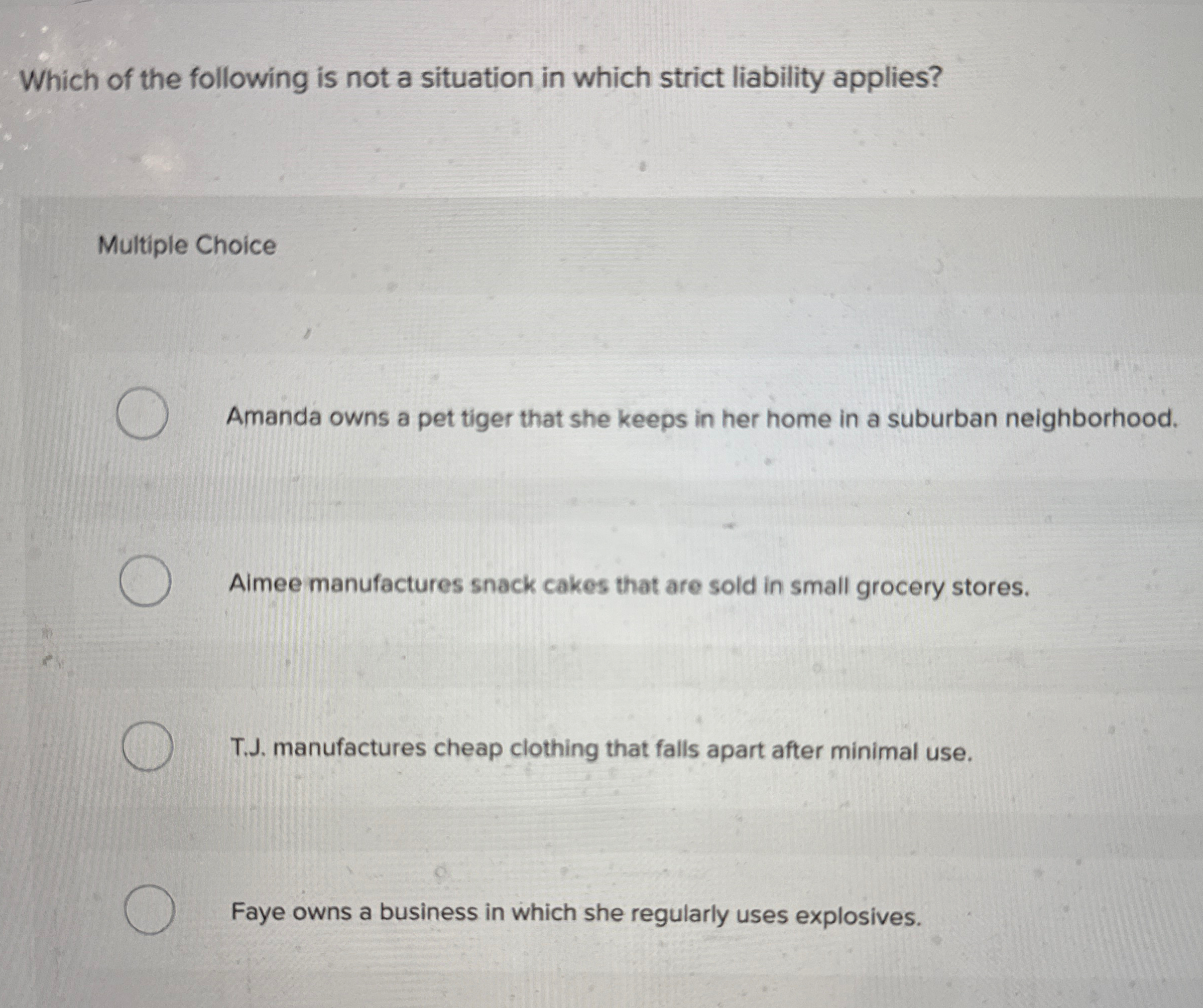 Which of the following is not a situation in