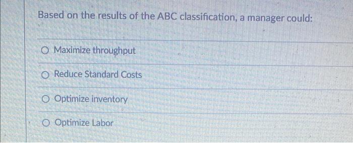 Based on the results of the ABC classification, a