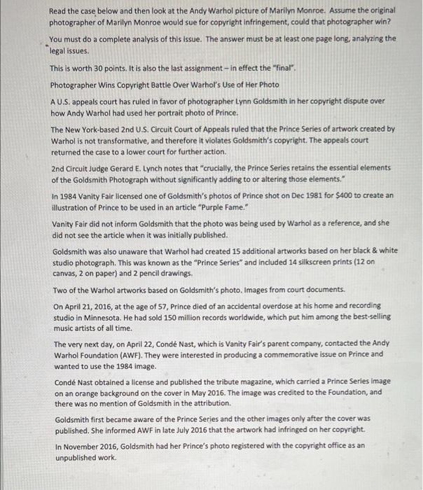 Read the case below and then look at the Andy