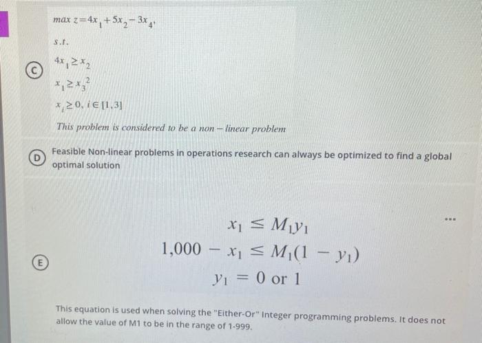Given the following problems: Select the correct