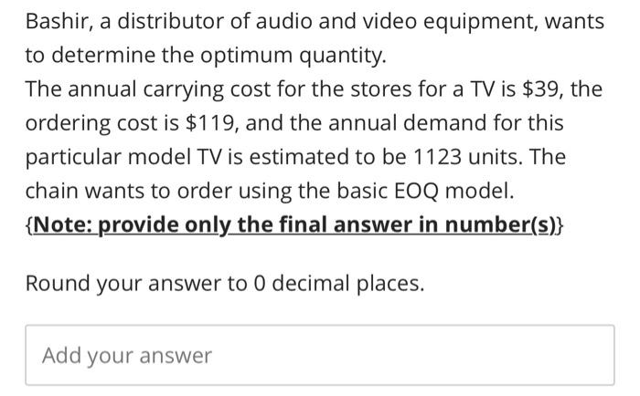 The Final answer plz i dont have time Bashir, a