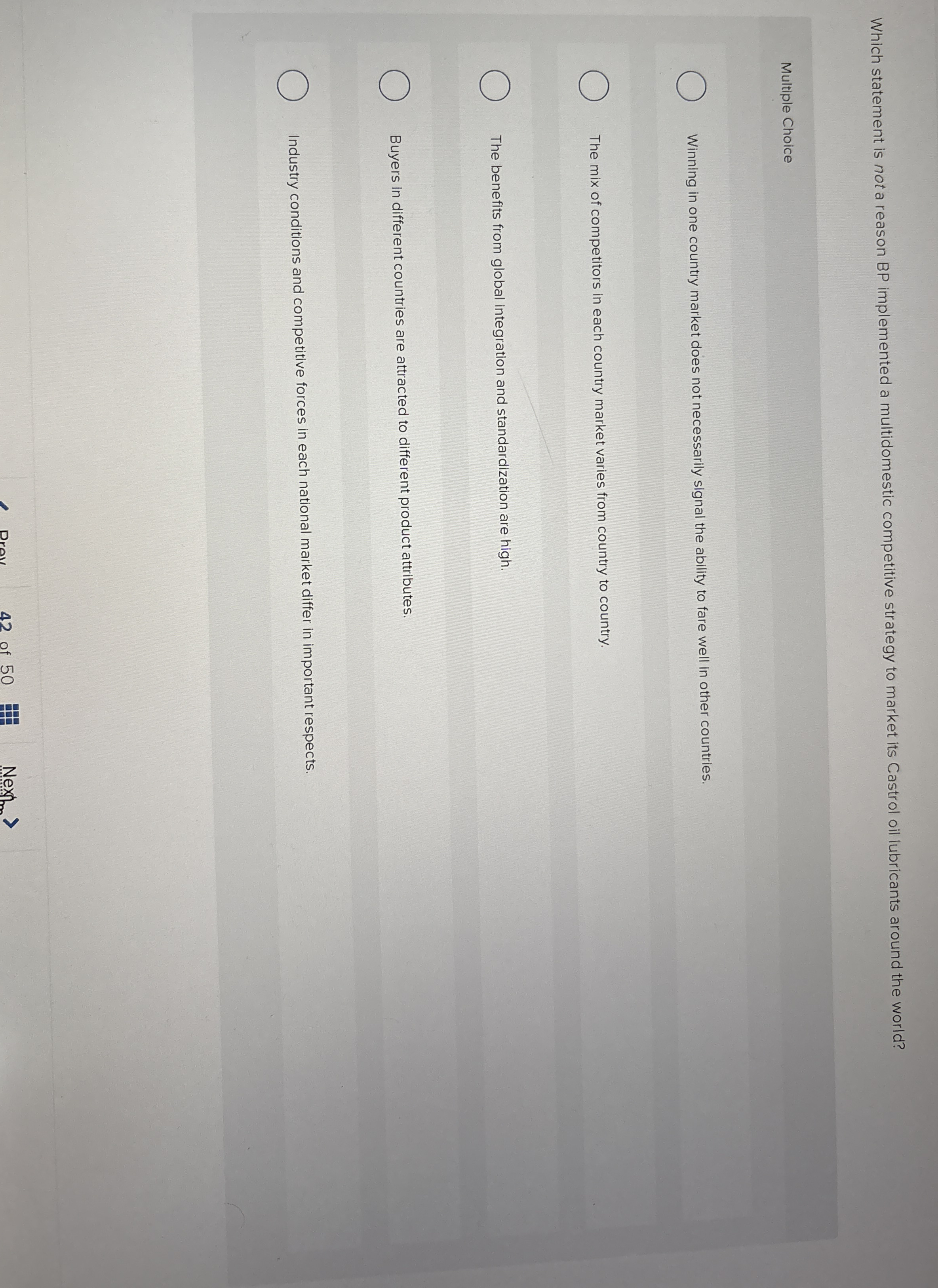 Which statement is not a reason BP implemented a