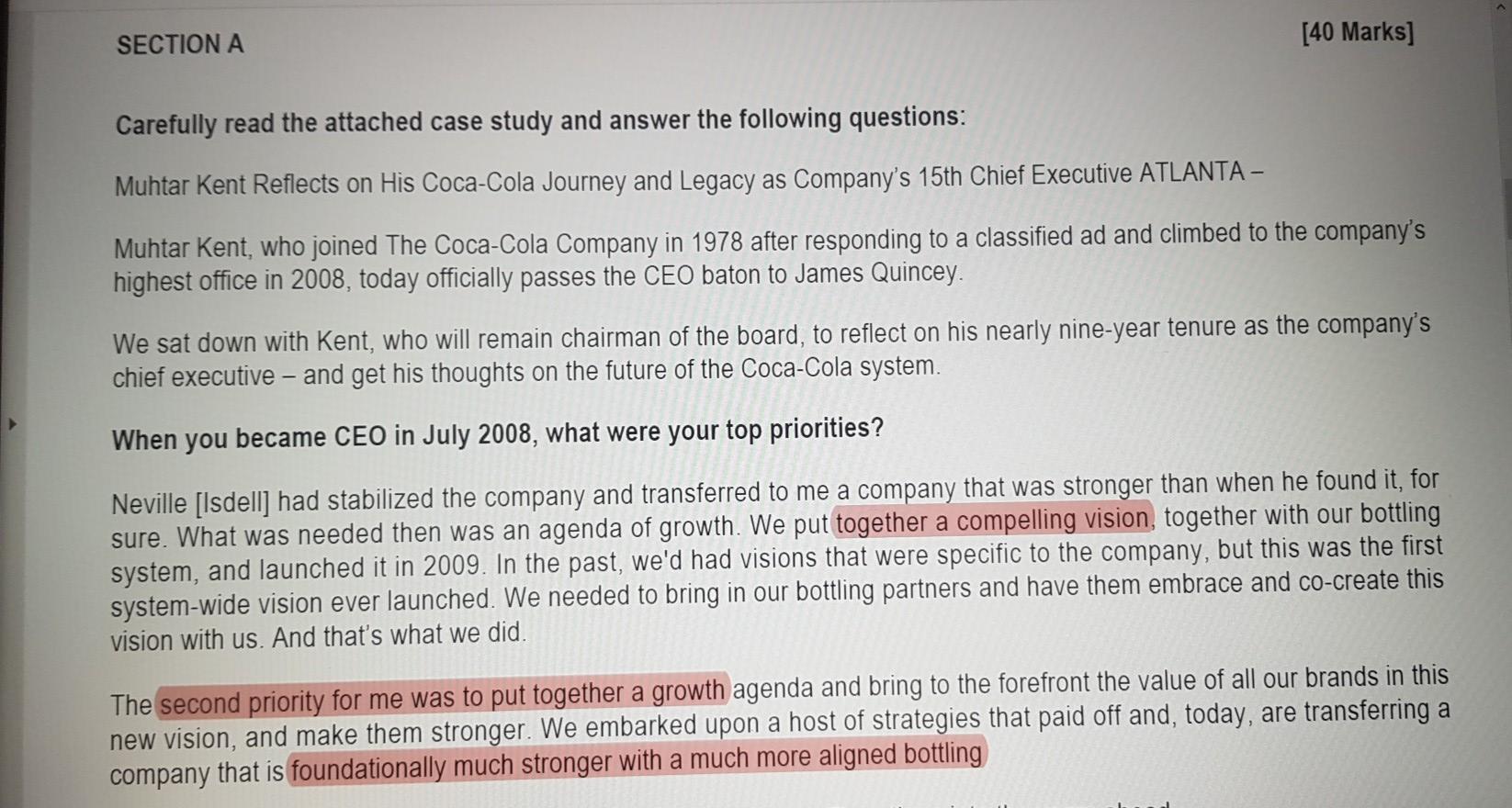 SECTION A [40 Marks] Carefully read the attached