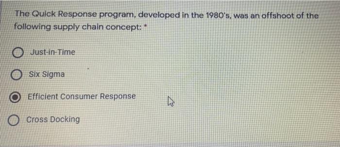 The Quick Response program, developed in the