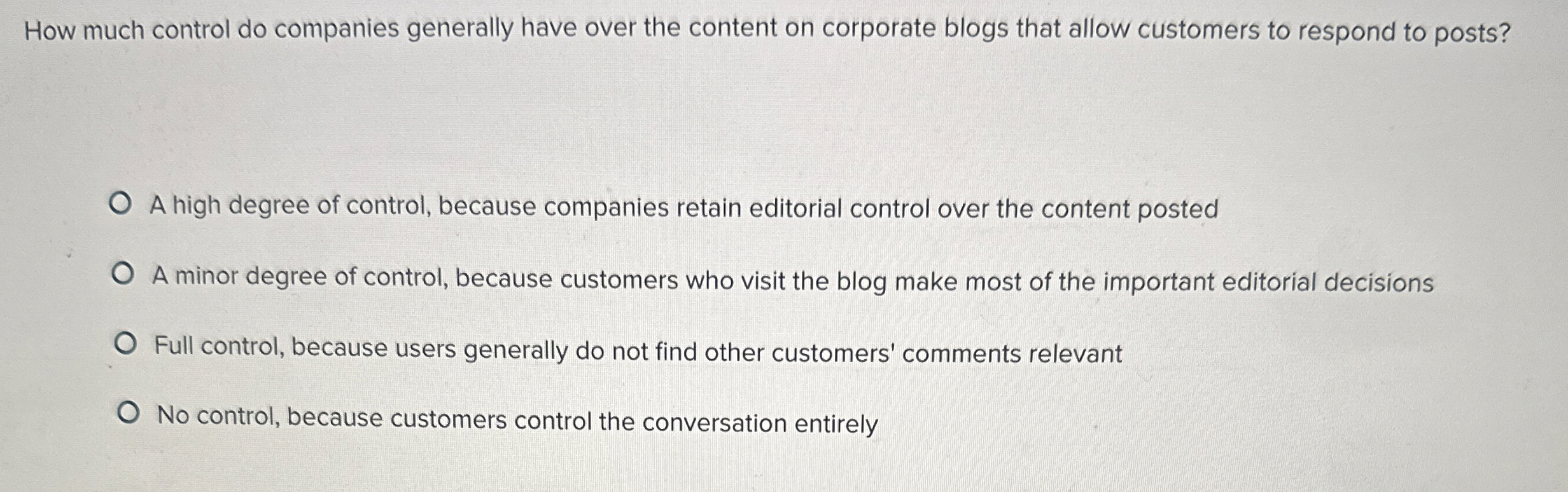 How much control do companies generally have over