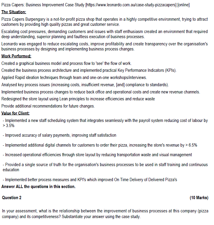 Pizza Capers: Business Improvement Case Study