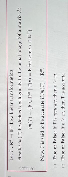 a Let T:R" R" be a linear transformation. First