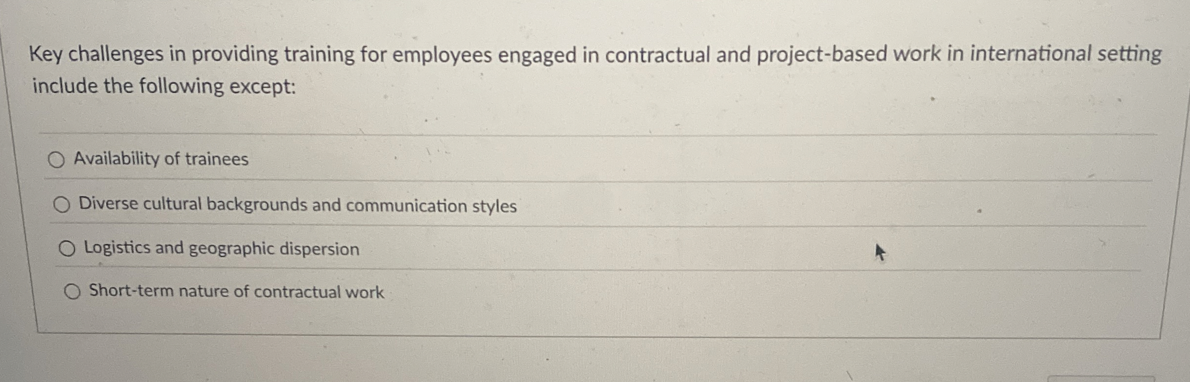 Key challenges in providing training for