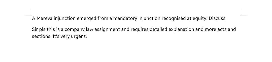 A Mareva injunction emerged from a mandatory