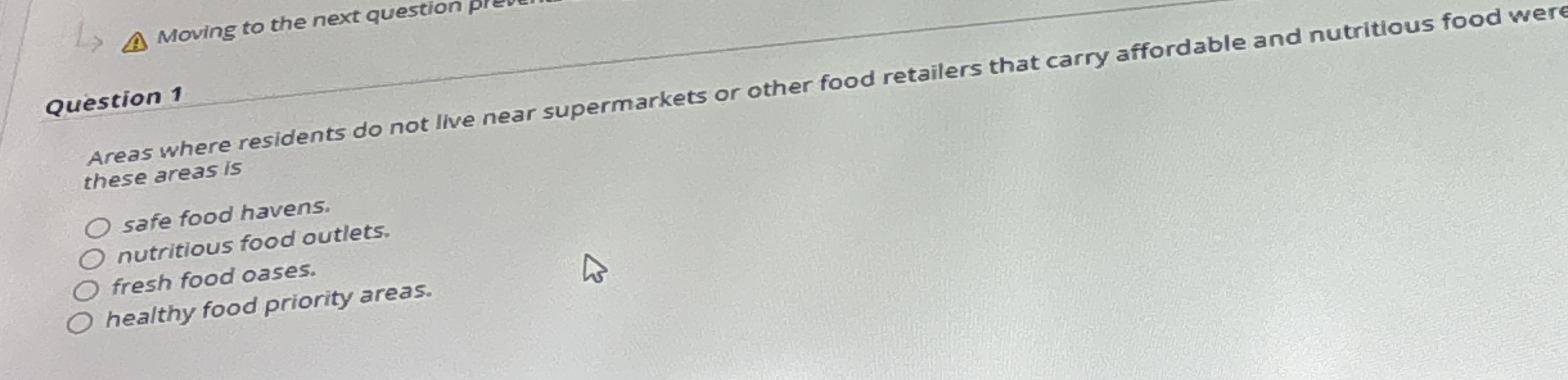 Moving to the next question Question 1 Areas