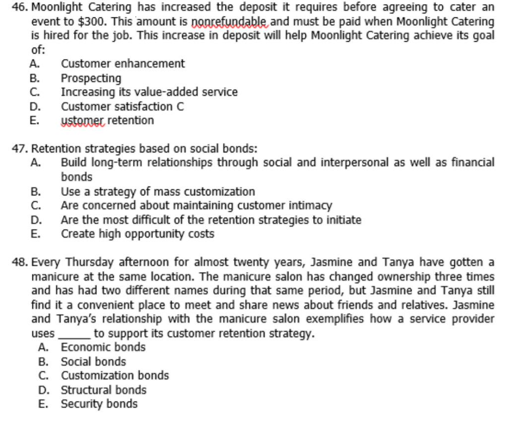 46. Moonlight Catering has increased the deposit