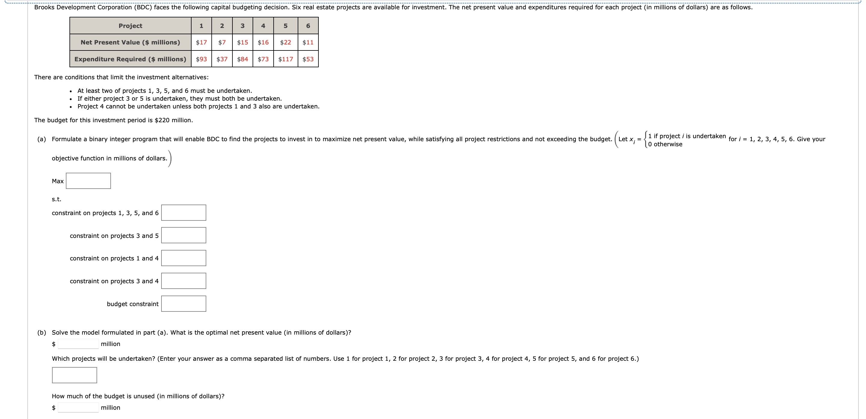 \ table [ [ Project , 1 , 2 , 3 , 4 , 5 , 6 \