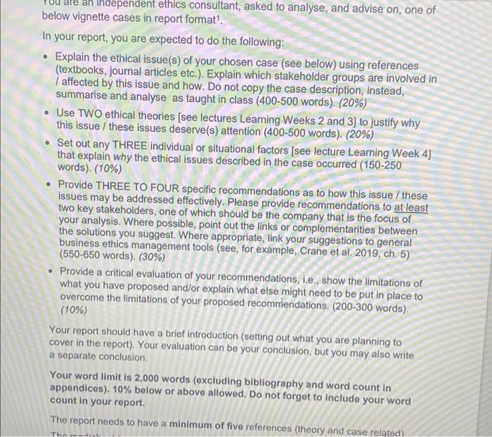 please help me answer this 2000 word count Using