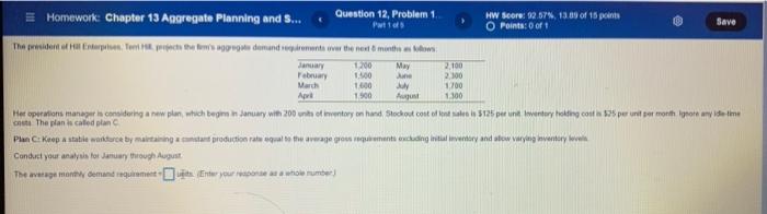 May June Homework: Chapter 13 Aggregate Planning