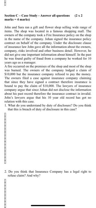 Section C-Case Study - Answer all questions (212