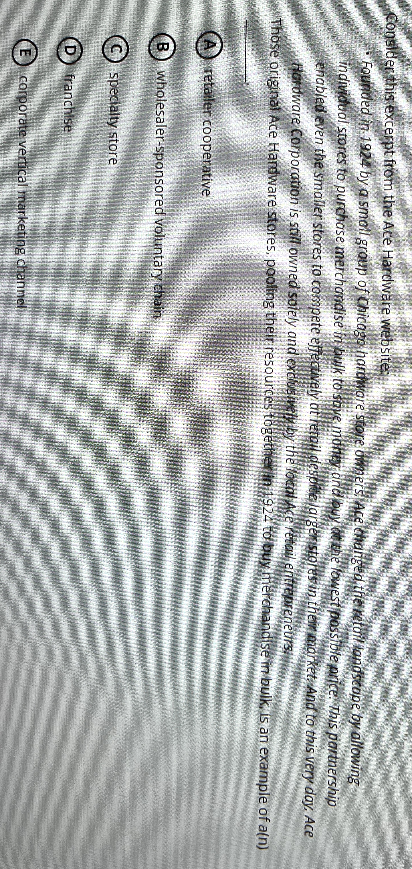 Consider this excerpt from the Ace Hardware