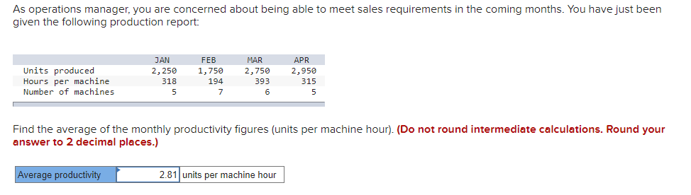 As operations manager, you are concerned about