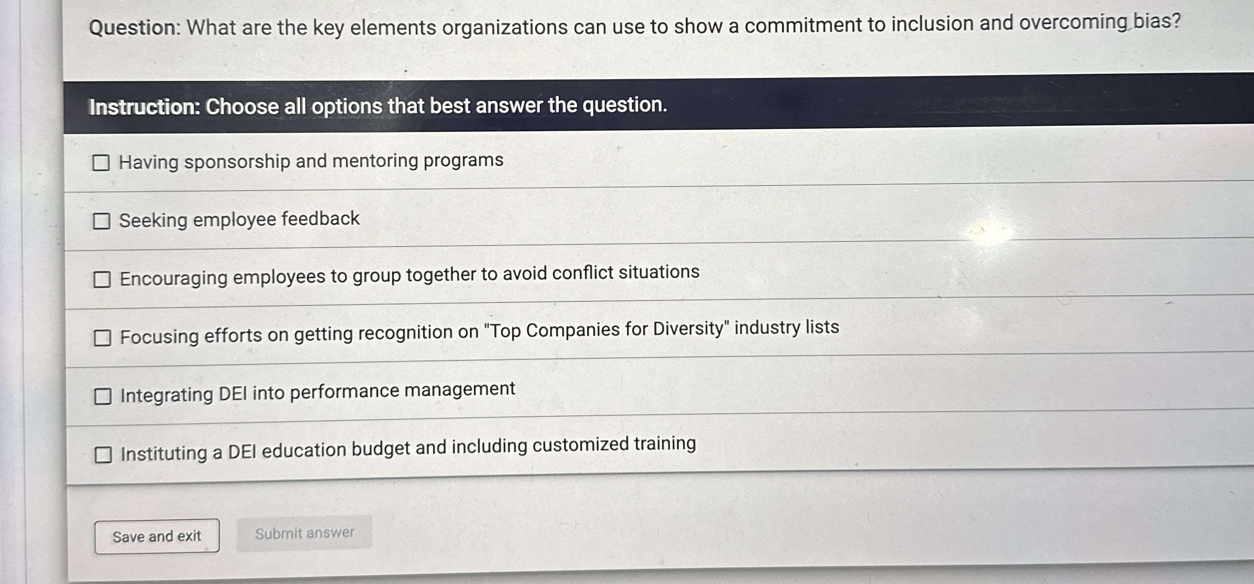 Question: What are the key elements organizations