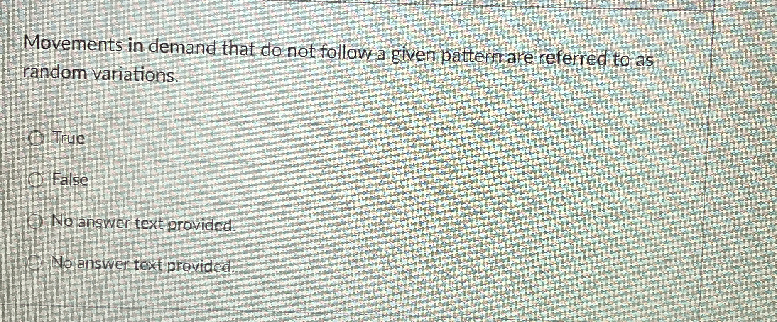 Movements in demand that do not follow a given