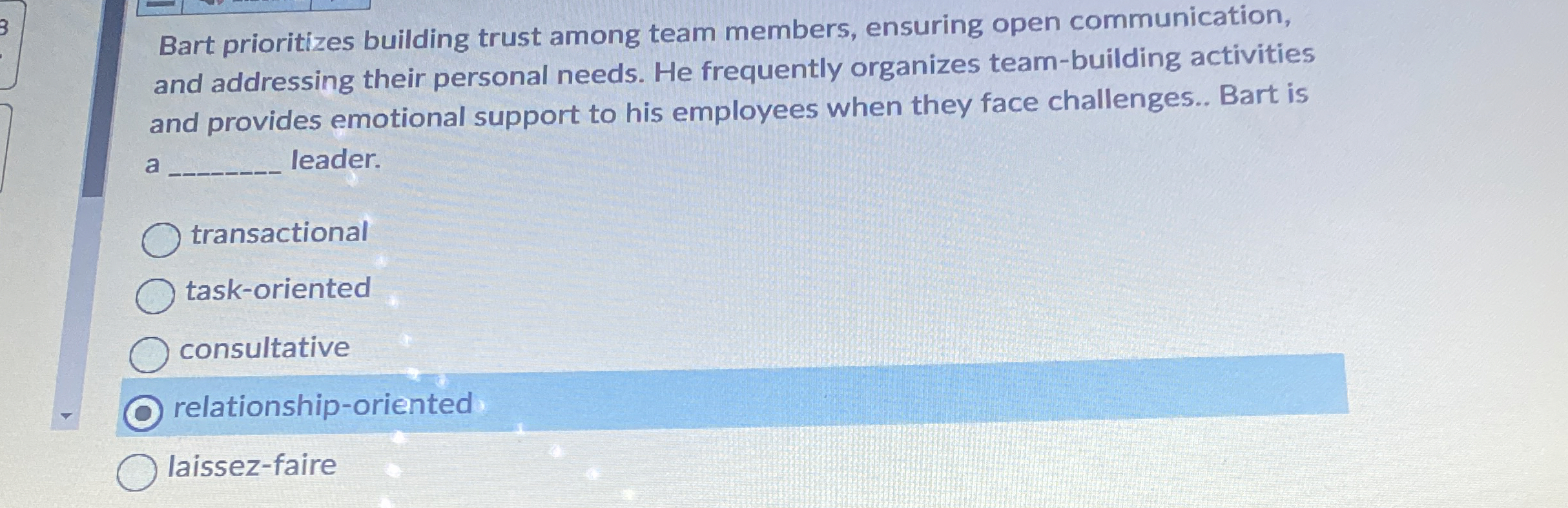 Bart prioritizes building trust among team