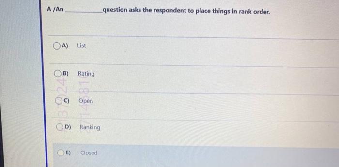 please choose the best answer and show work! A/An