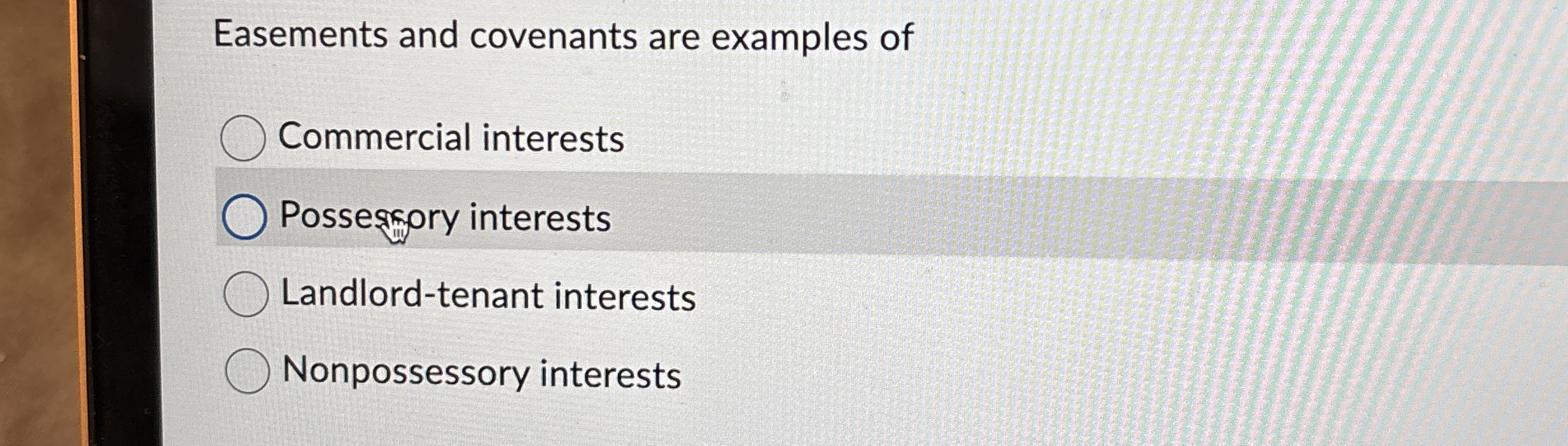 Easements and covenants are examples of