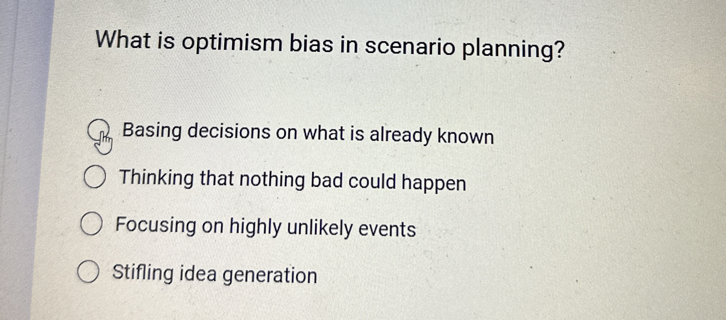 What is optimism bias in scenario planning?