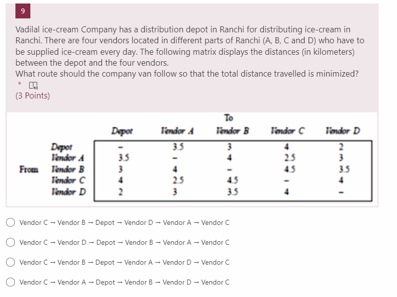 9 Vadilal ice-cream Company has a distribution